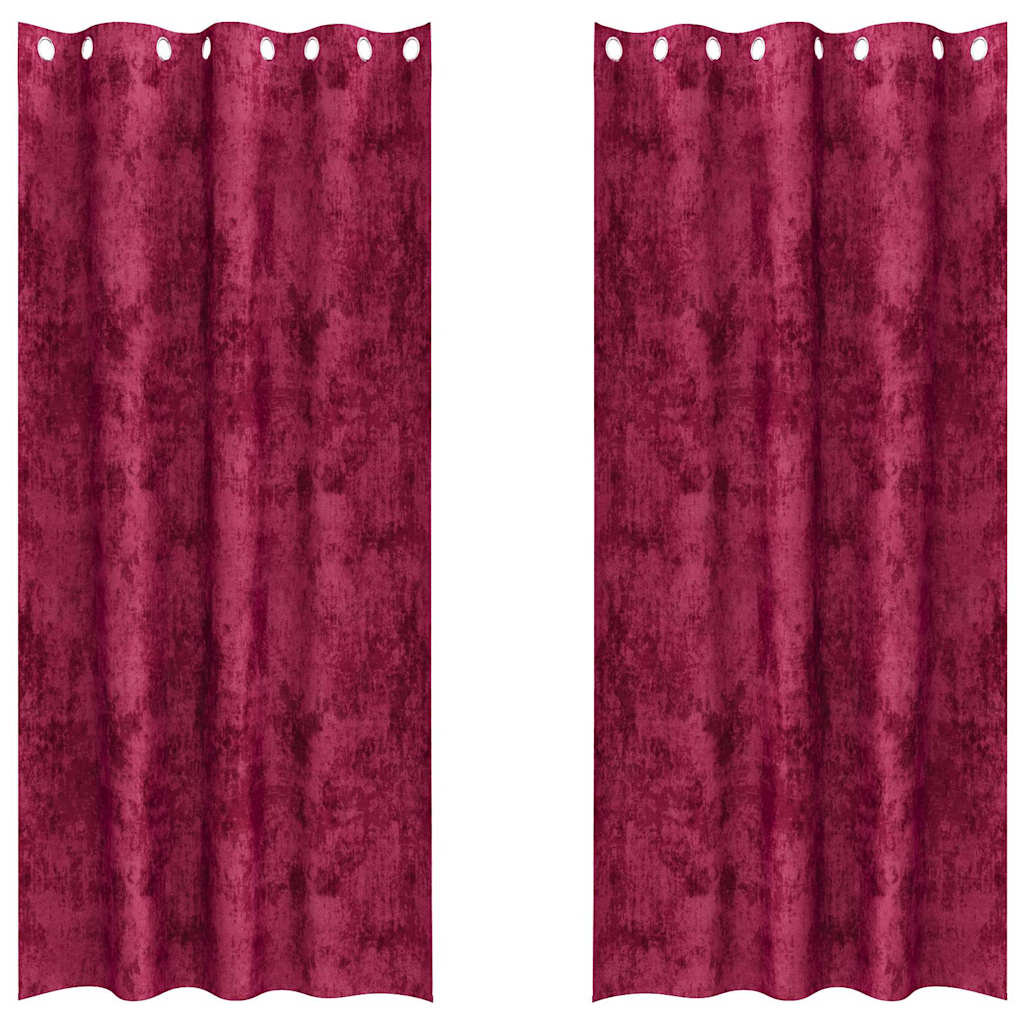 Curtain with Curtains 2 pcs Wine Red 260 x 140 cm Velvet